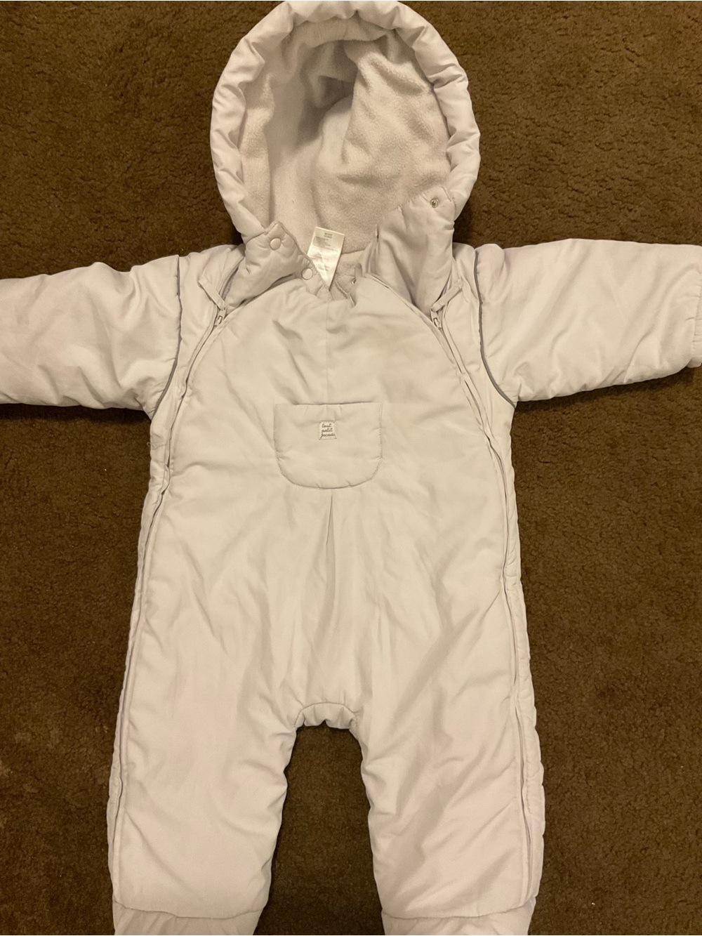 Kids light grey Hooded Snowsuit One-Piece Pajamas